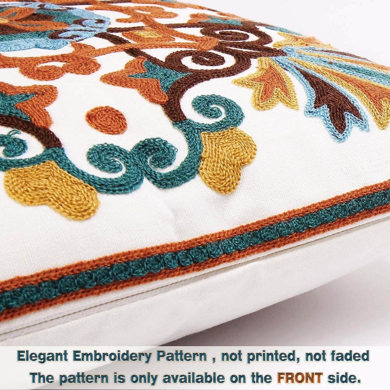 Oneslong Throw Pillow Covers for Couch 18x18 inches Set of 2 Embroidered Pattern Decorative Pillows Case Cover for Living Room Sofa Bed Chair - Image 4